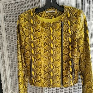 Alice + Olivia yellow/black snakeskin print jacket